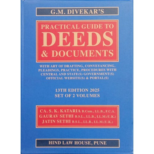 G. M. Divekar's Practical Guide to Deeds & Documents 2025 Edition in 2 Vols. by Hind Law House [Free Delivery]